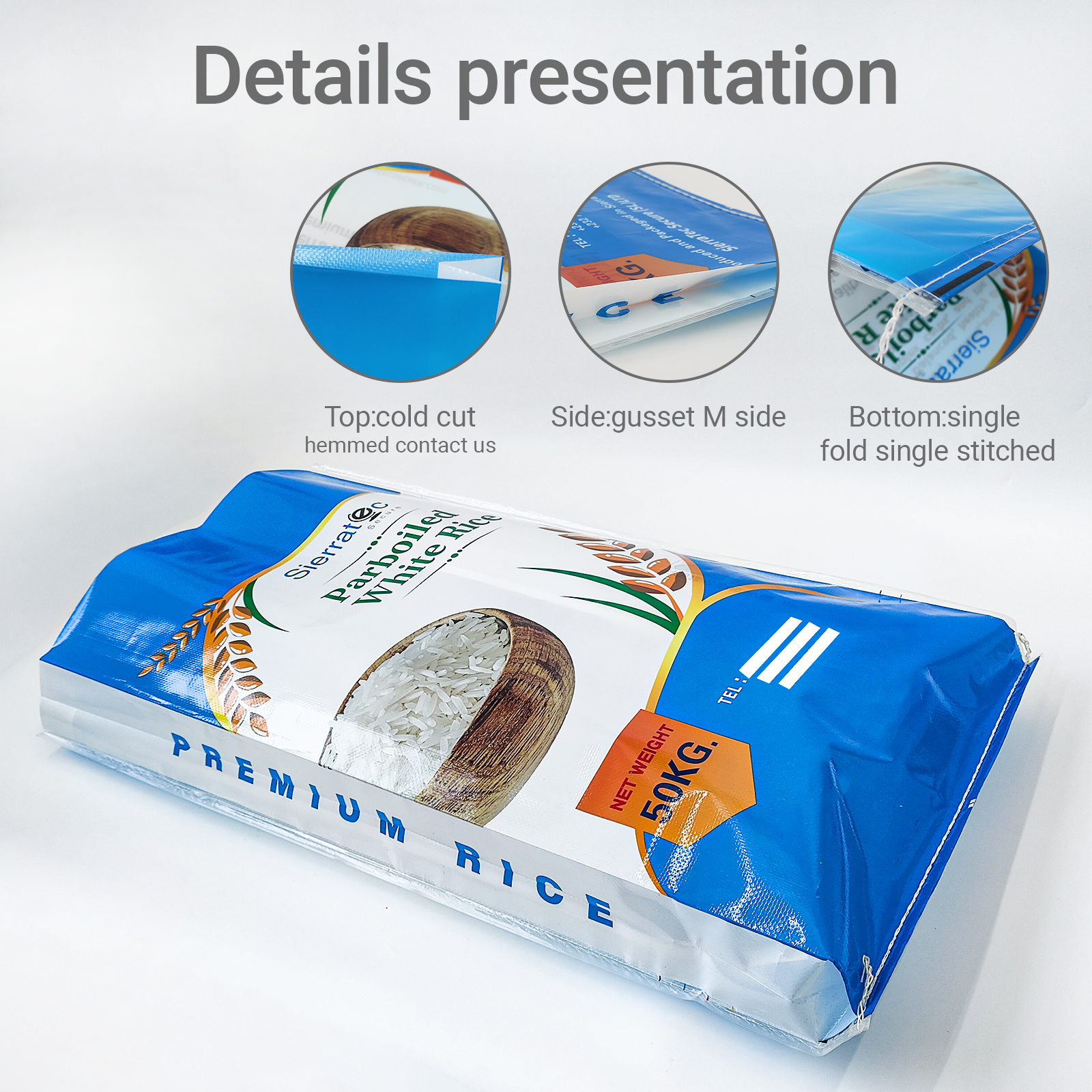 Colored printed rice bags